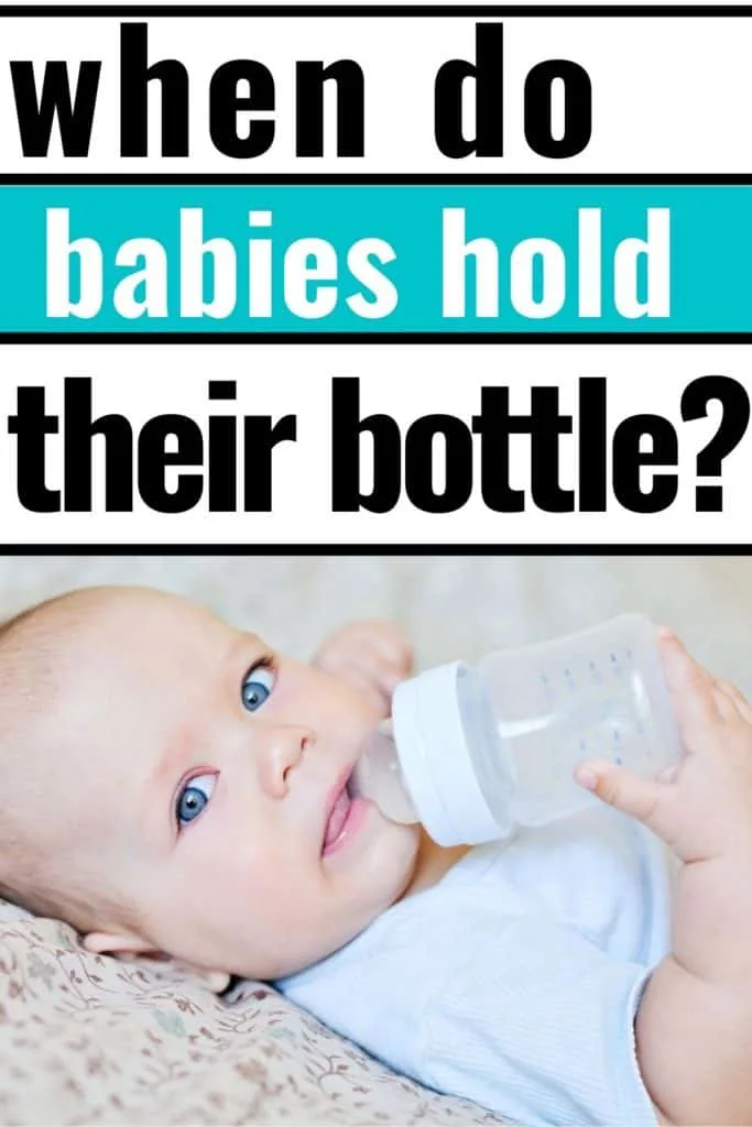 3 month old holding hot sale bottle